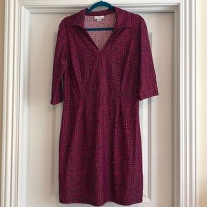 Jude Connally Rasberry and Navy 3/4 Sleeve Dress